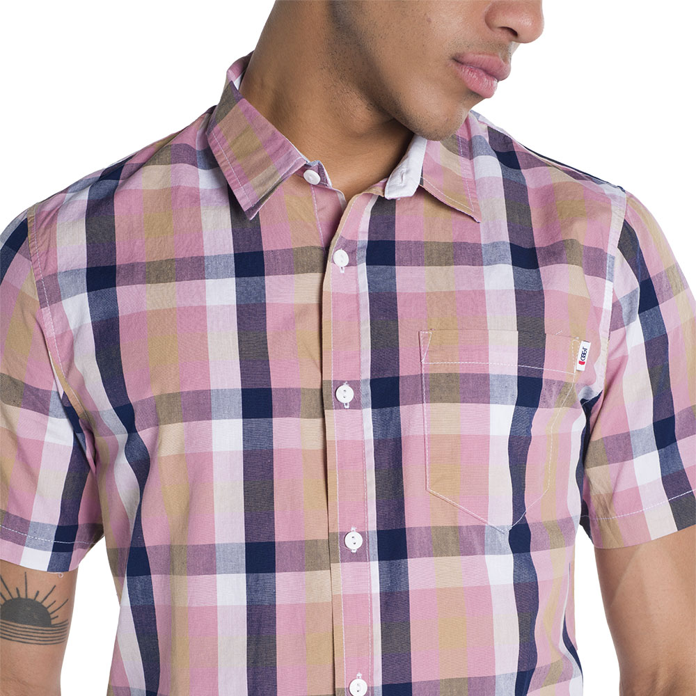 Foto 5 pulgar | Camisa Oggi 2311304 color Rosa a Cuadros para Hombre