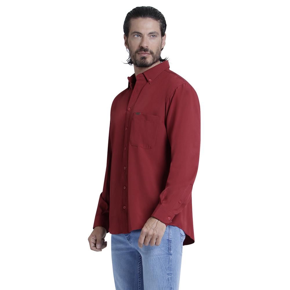 Foto 3 pulgar | Camisa Casual Lee Regular Fit Manga Larga 367 color Vino para Hombre