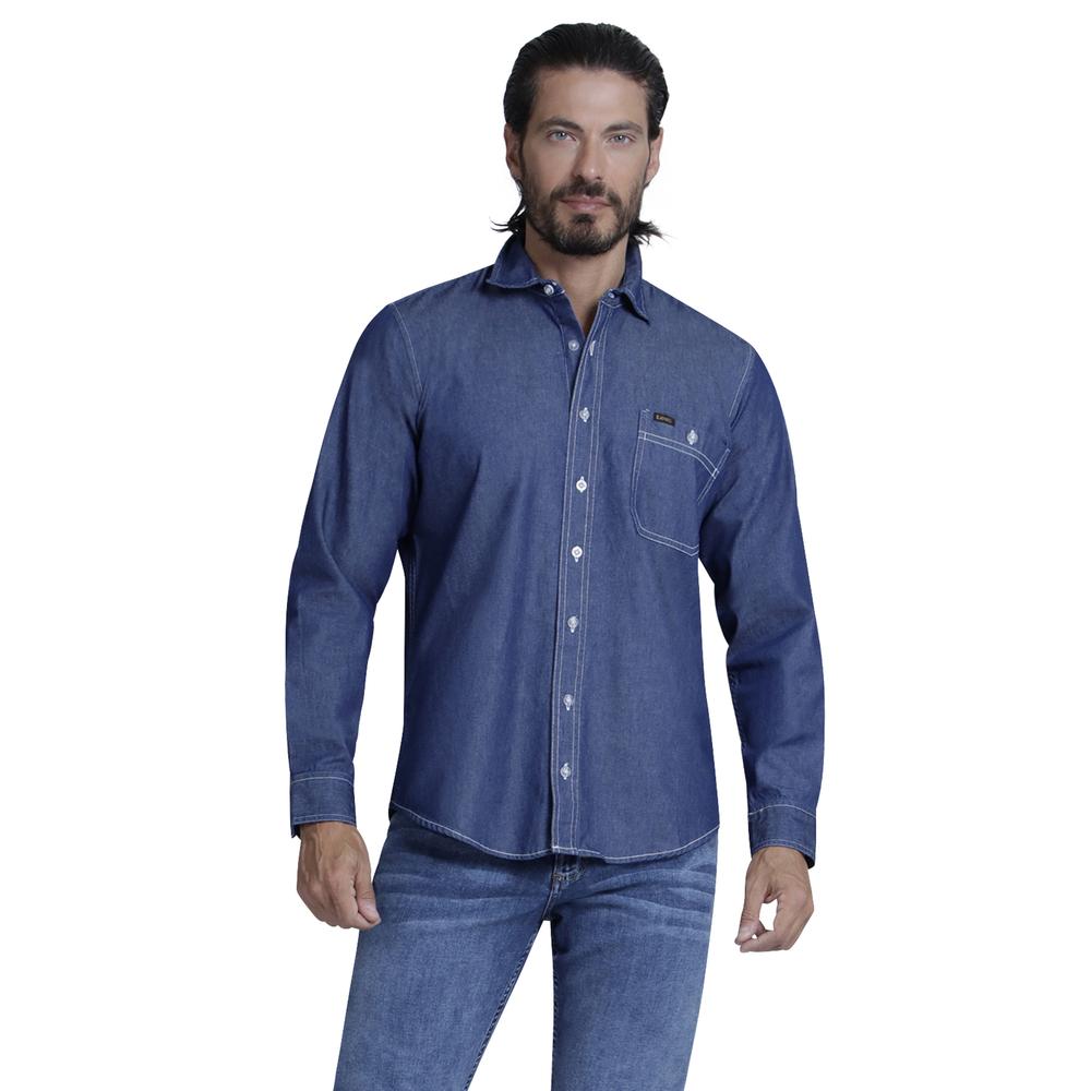 Foto 2 pulgar | Camisa Casual Lee Slim Fit Manga Larga M41 color Azul para Hombre