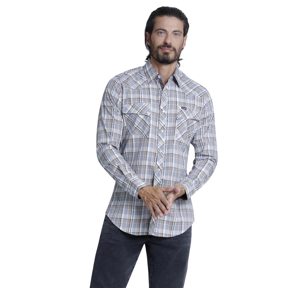 Foto 1 | Camisa Vaquera Wrangler Slim Fit Manga Larga 956 color Marrón para Hombre