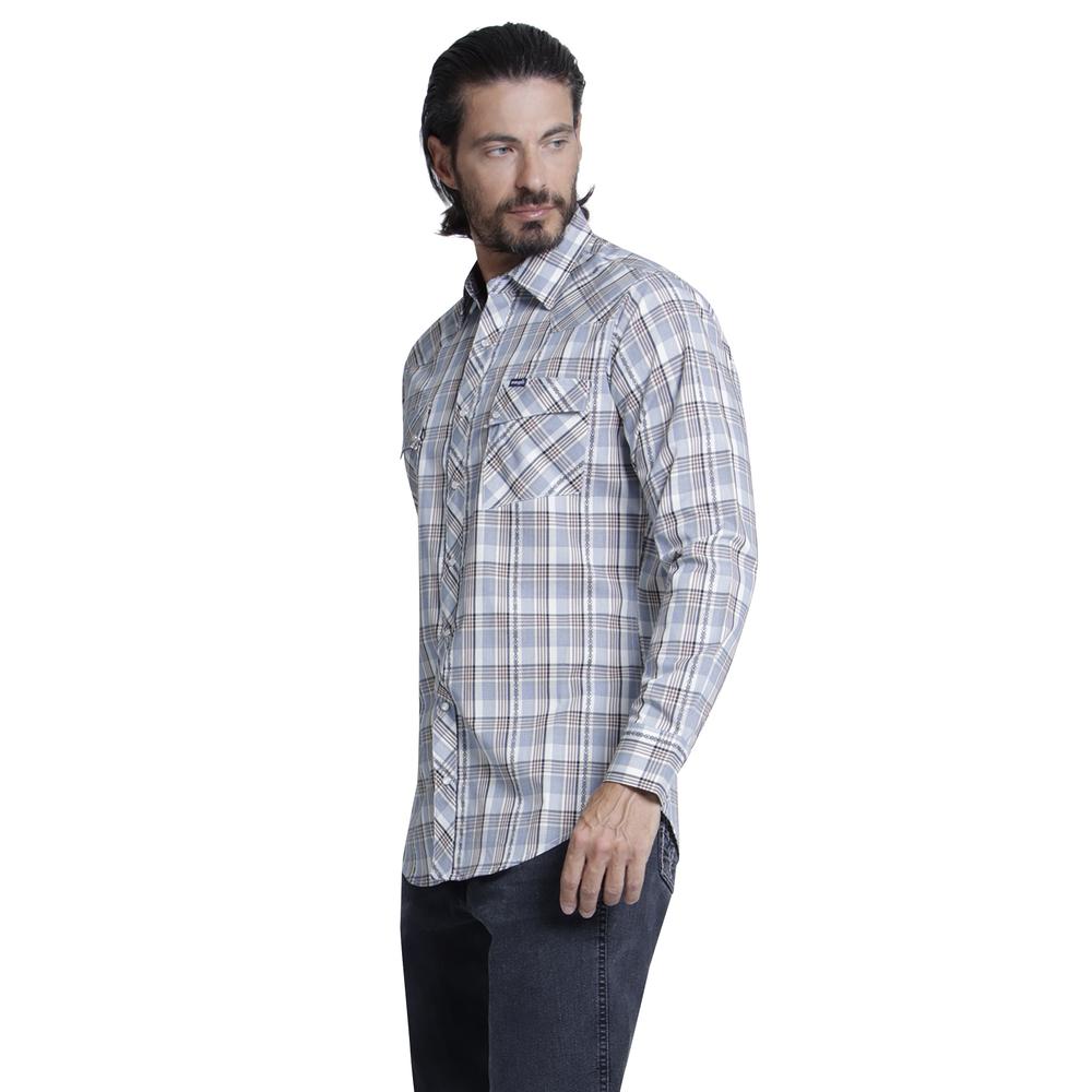 Foto 2 | Camisa Vaquera Wrangler Slim Fit Manga Larga 956 color Marrón para Hombre