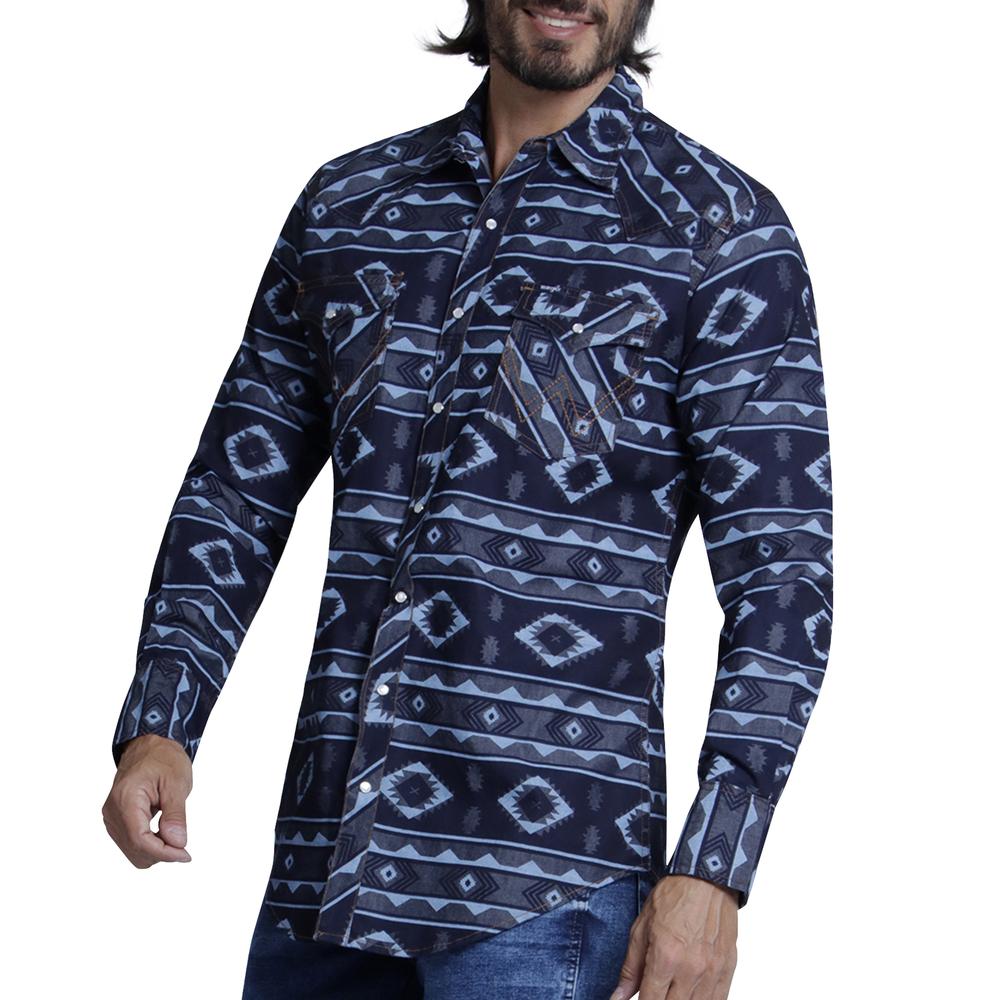 Foto 6 pulgar | Camisa Vaquera Wrangler Regular Fit Manga Larga 930 color Azul para Hombre