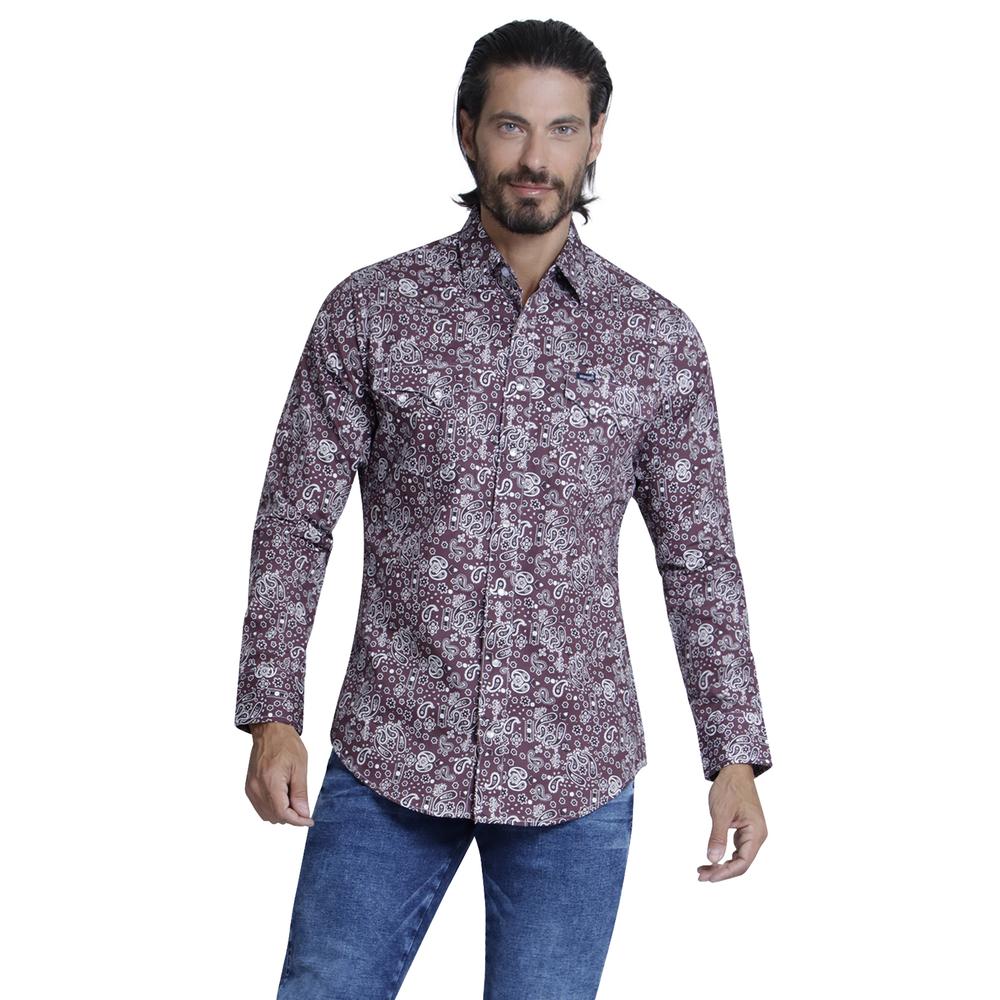 Foto 2 pulgar | Camisa Vaquera Wrangler Slim Fit color Marrón Manga Larga para Hombre