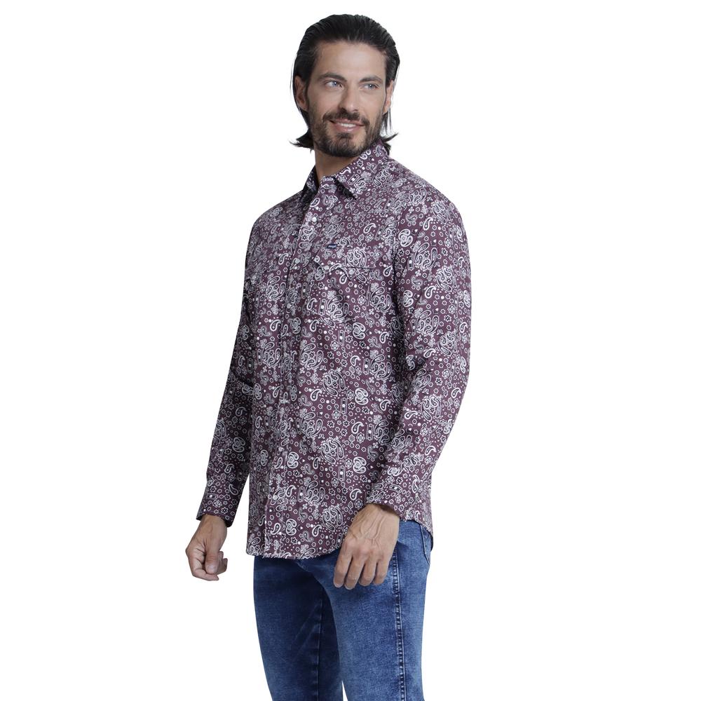 Foto 3 pulgar | Camisa Vaquera Wrangler Slim Fit color Marrón Manga Larga para Hombre