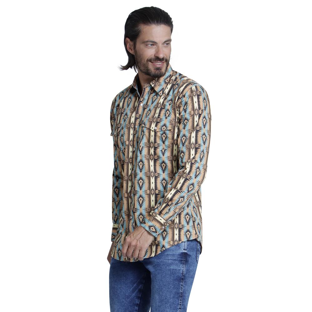 Foto 2 | Camisa Vaquera Wrangler Regular Fit 960 color Marrón para Hombre