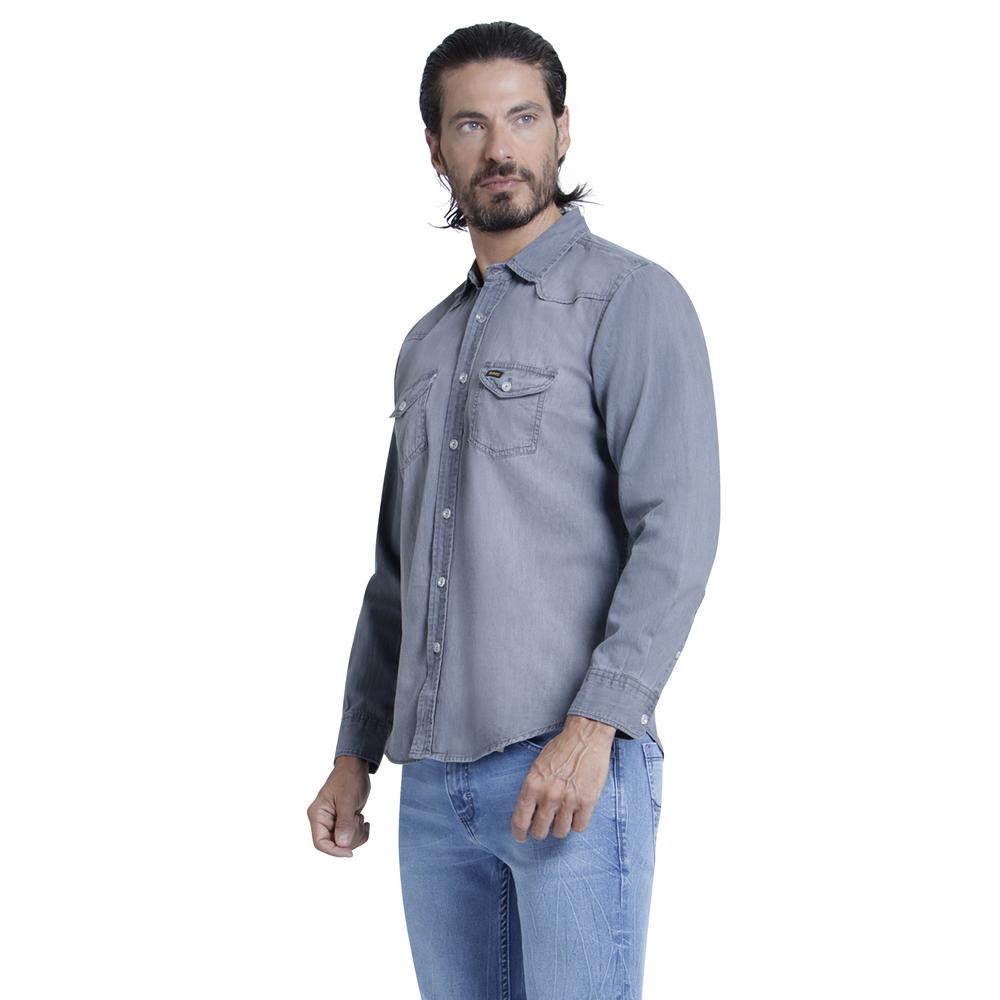 Foto 3 pulgar | Camisa Casual para Hombre Lee Slim Fit Manga Larga M01 color Gris