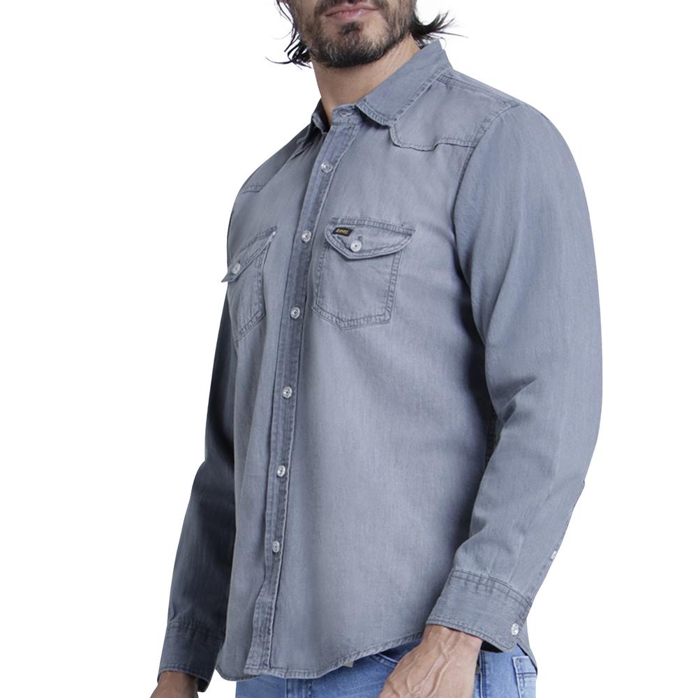 Foto 6 pulgar | Camisa Casual para Hombre Lee Slim Fit Manga Larga M01 color Gris