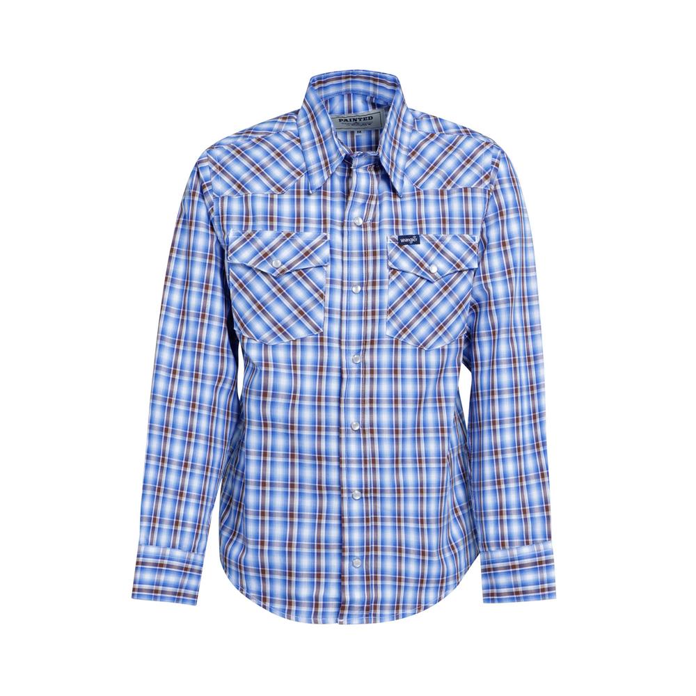 Camisa Vaquera Wrangler Slim Fit Manga Larga 983 color Azul para Niño