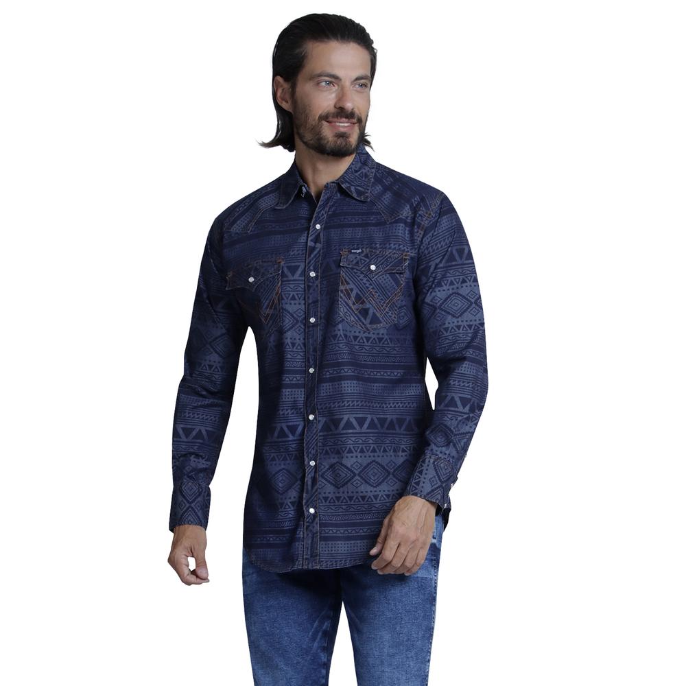 Foto 2 pulgar | Camisa Vaquera para Hombre Wrangler Regular Fit Manga Larga 941 color Azul