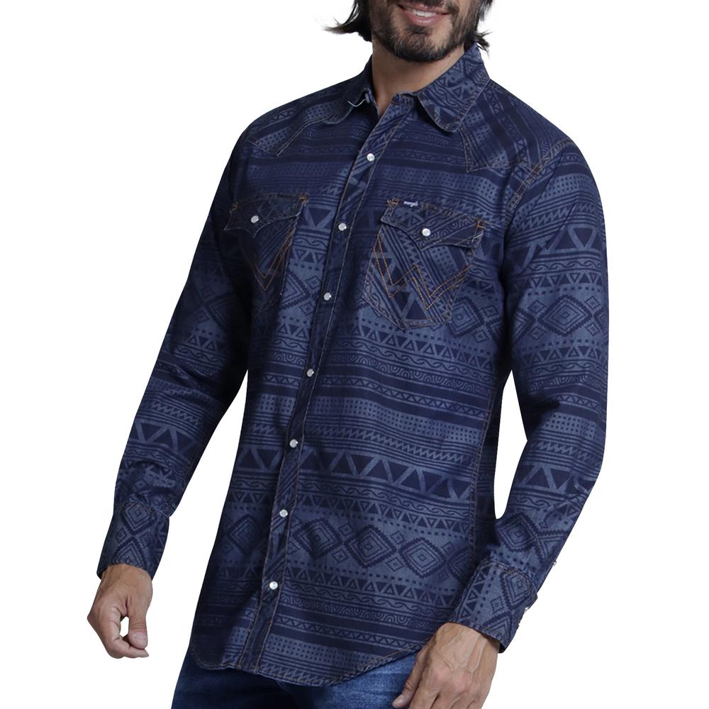 Foto 6 pulgar | Camisa Vaquera para Hombre Wrangler Regular Fit Manga Larga 941 color Azul