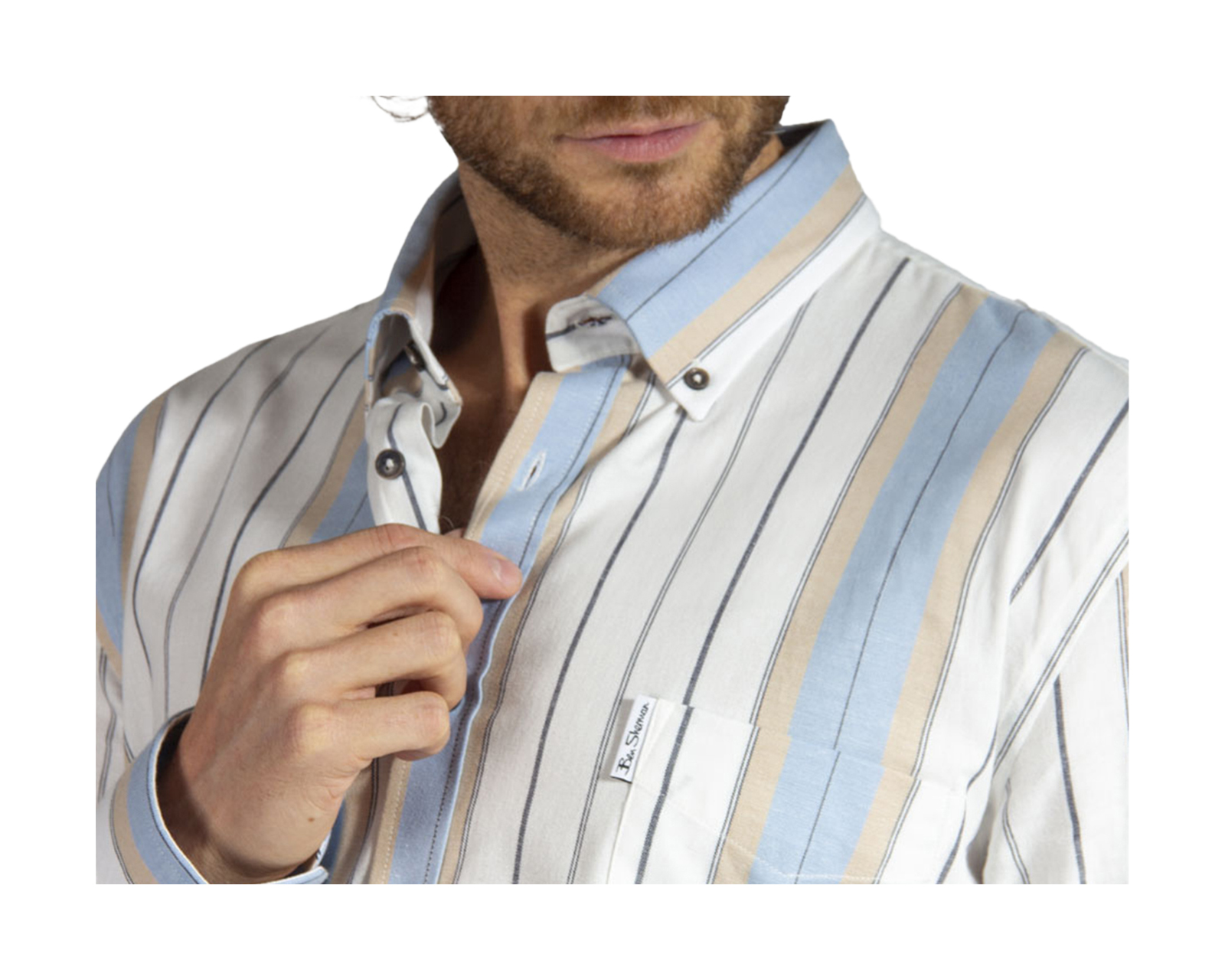 Foto 4 pulgar | Camisa para Hombre Ben Sherman Rayas Manga Larga