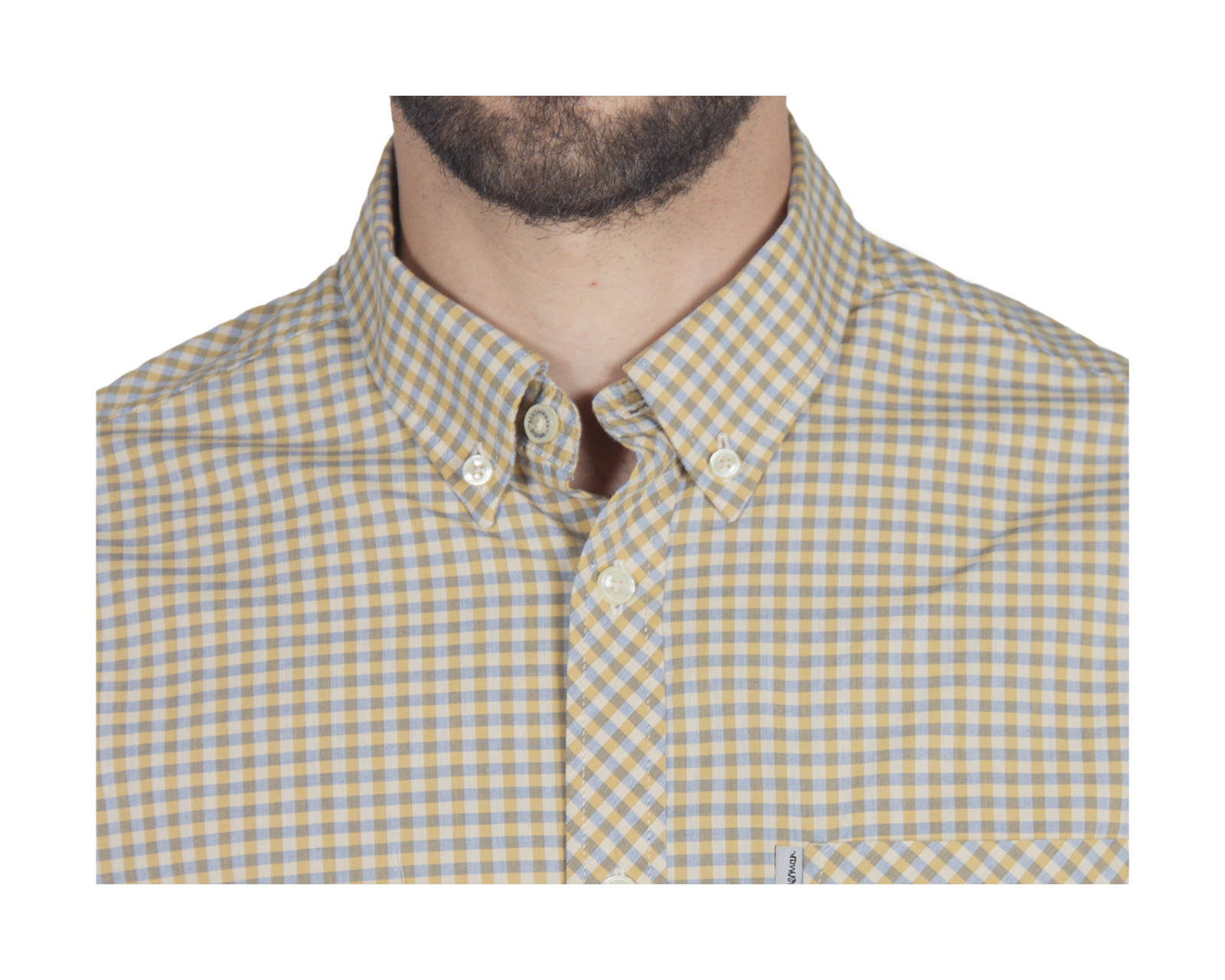 Foto 4 pulgar | Camisa para Hombre Gingham Manga Corta Beige