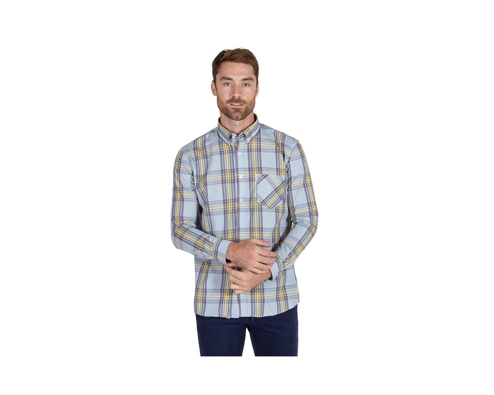 Camisa para Hombre Oxford Cuadros Azul