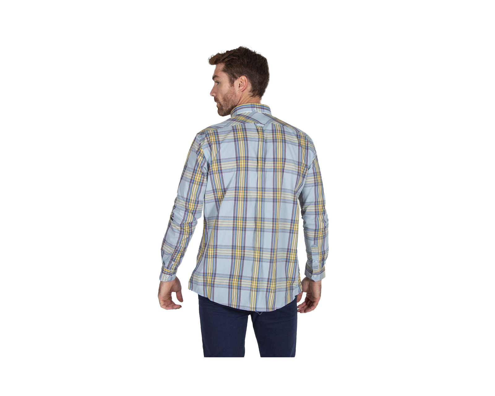 Foto 3 pulgar | Camisa para Hombre Oxford Cuadros Azul