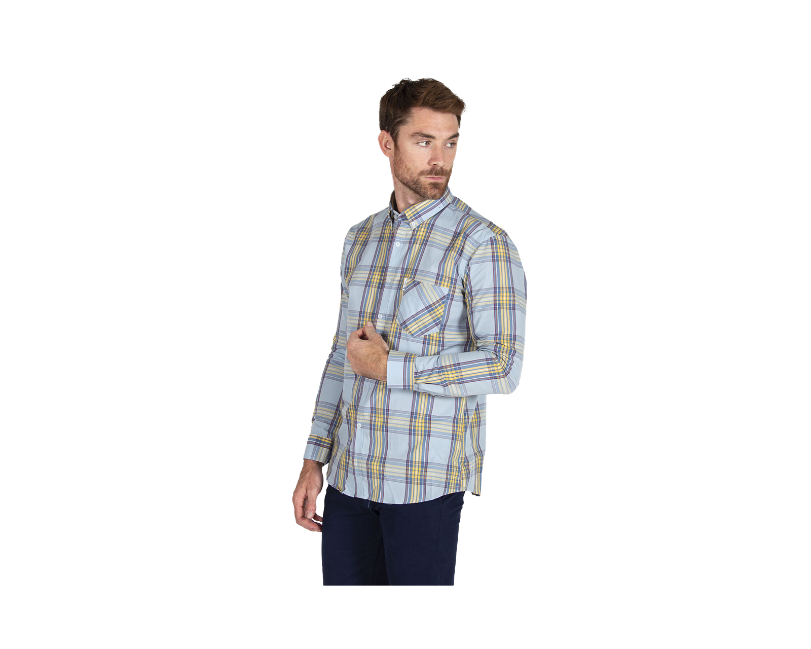 Foto 5 pulgar | Camisa para Hombre Oxford Cuadros Azul