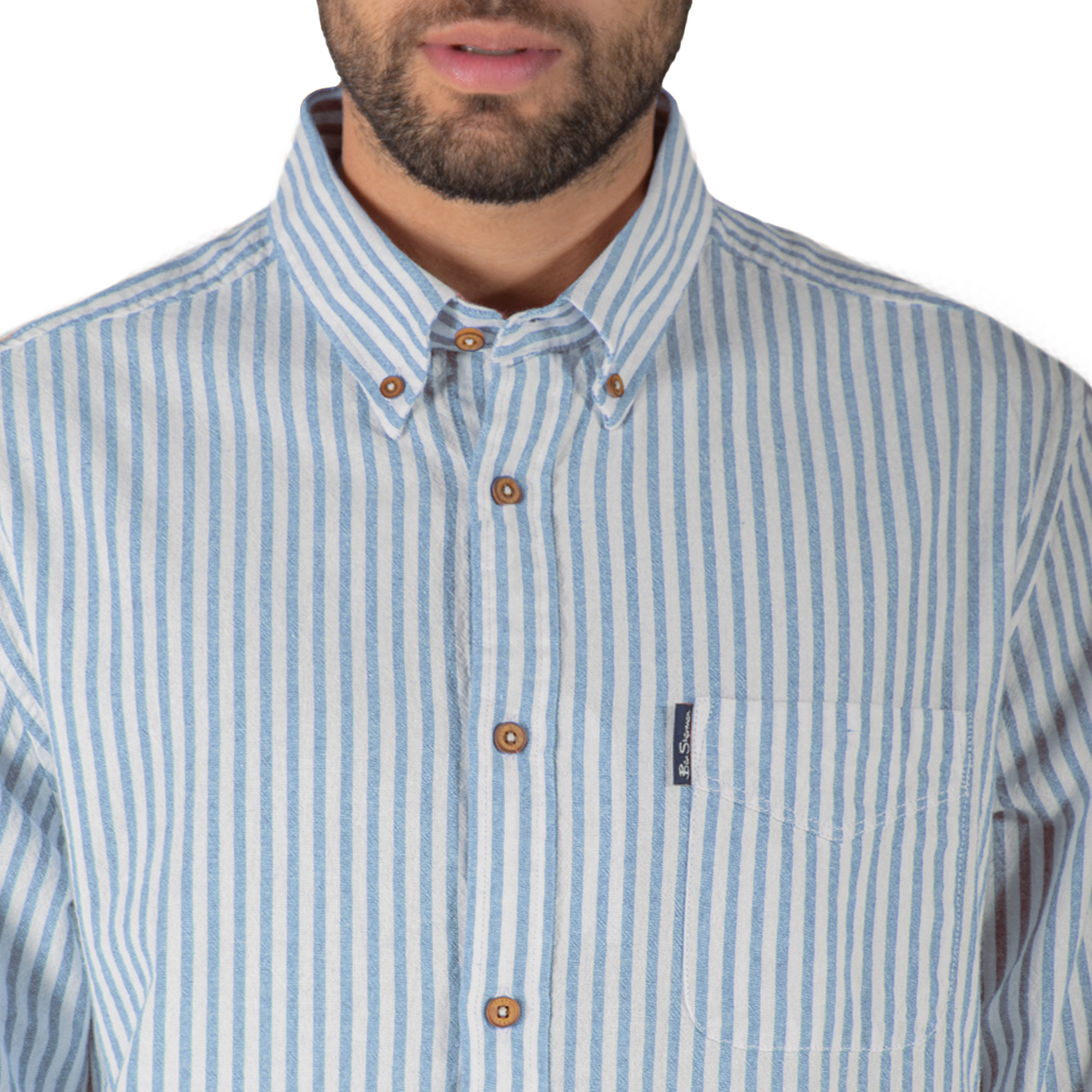 Foto 3 | Camisa Casual Rayas  para Hombre Oxford Manga Larga