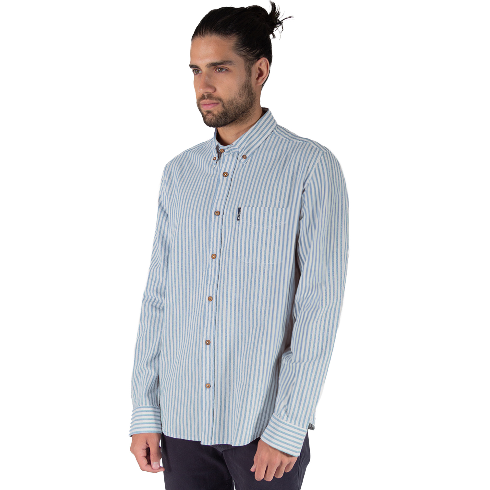 Foto 5 pulgar | Camisa Casual Rayas  para Hombre Oxford Manga Larga