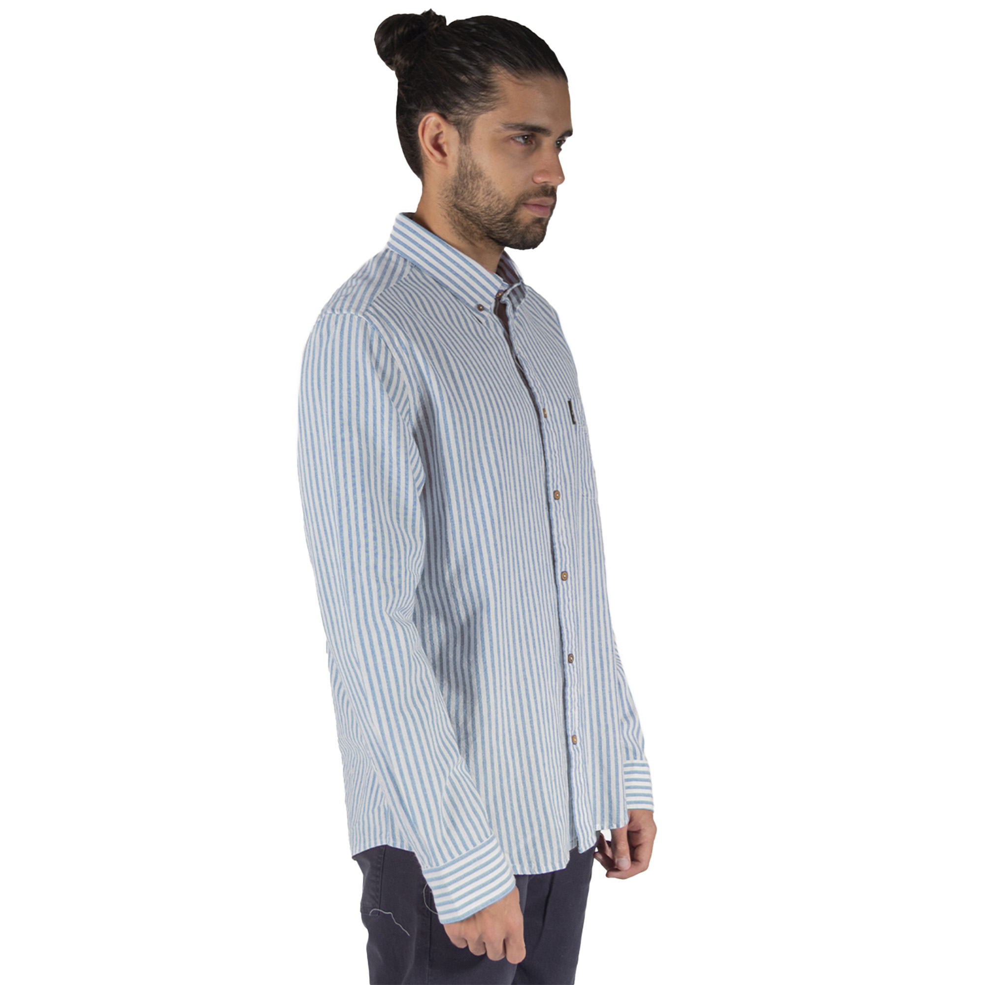 Foto 6 pulgar | Camisa Casual Rayas  para Hombre Oxford Manga Larga