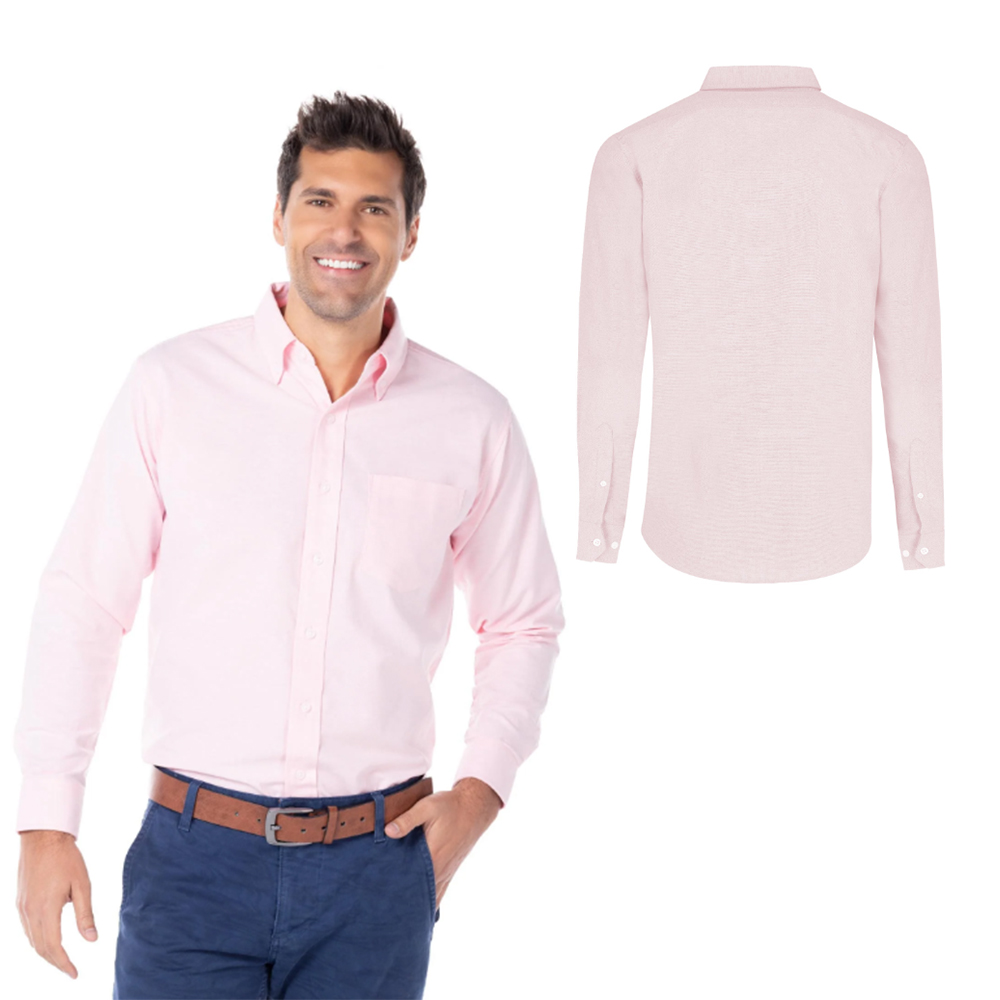 Foto 3 pulgar | Camisa Oxford Manga Larga Yazbek  Rosa para Hombre