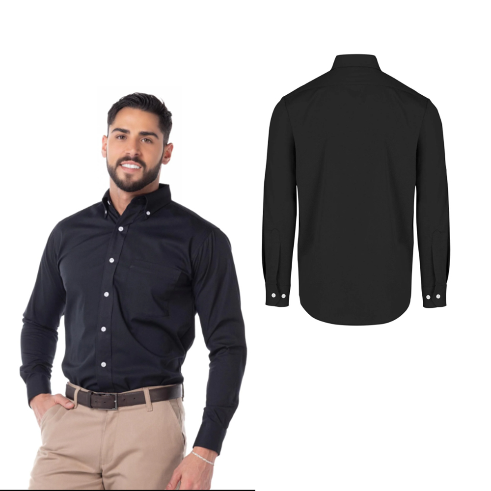 Foto 3 pulgar | Camisa de Gabardina Yazbek  Manga Larga Negra para Hombre