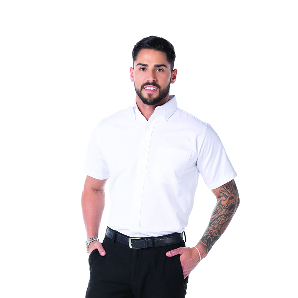 Camisa Oxford Blanca 75% Algodón Y 25% Poliéster para Caballero