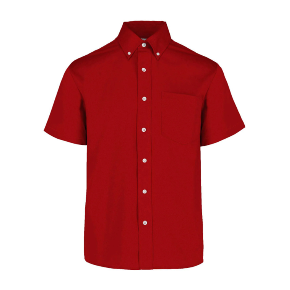 Camisa de Gabardina Roja Manga Corta 50% Algodón Y 50% Poliéster para Caballero