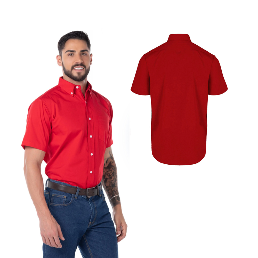 Foto 3 pulgar | Camisa de Gabardina Roja Manga Corta 50% Algodón Y 50% Poliéster para Caballero