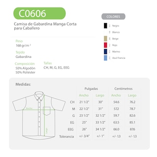 Foto 3 | Camisa de Gabardina Roja Manga Corta 50% Algodón Y 50% Poliéster para Caballero