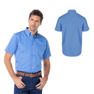 Foto 2 | Camisa De Gabardina Azul Francia Manga Corta 50% Algodón Y 50% Poliéster para Caballero