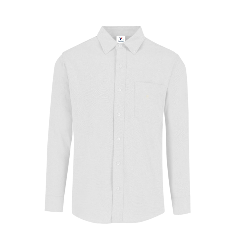 Camisa Oxford Manga Larga color Blanco 75% Algodón Y 25% Poliéster para Caballero