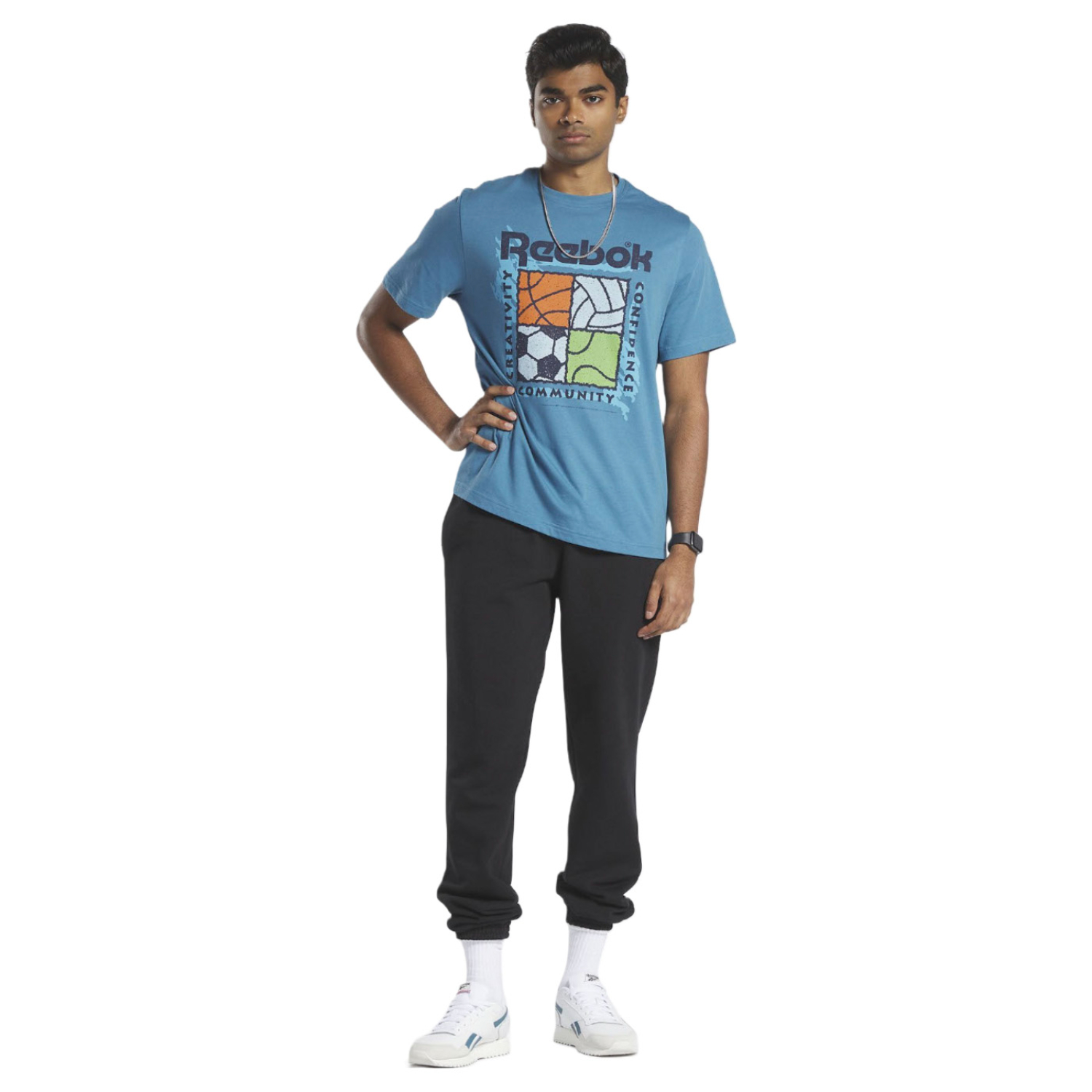 Foto 5 pulgar | Playera Reebok Graphic Series Azul Hs4888 Unisex