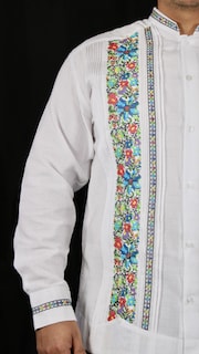 Foto 2 | Guayabera Bordada Yucateca Montejo Manga Larga Cuello Mao