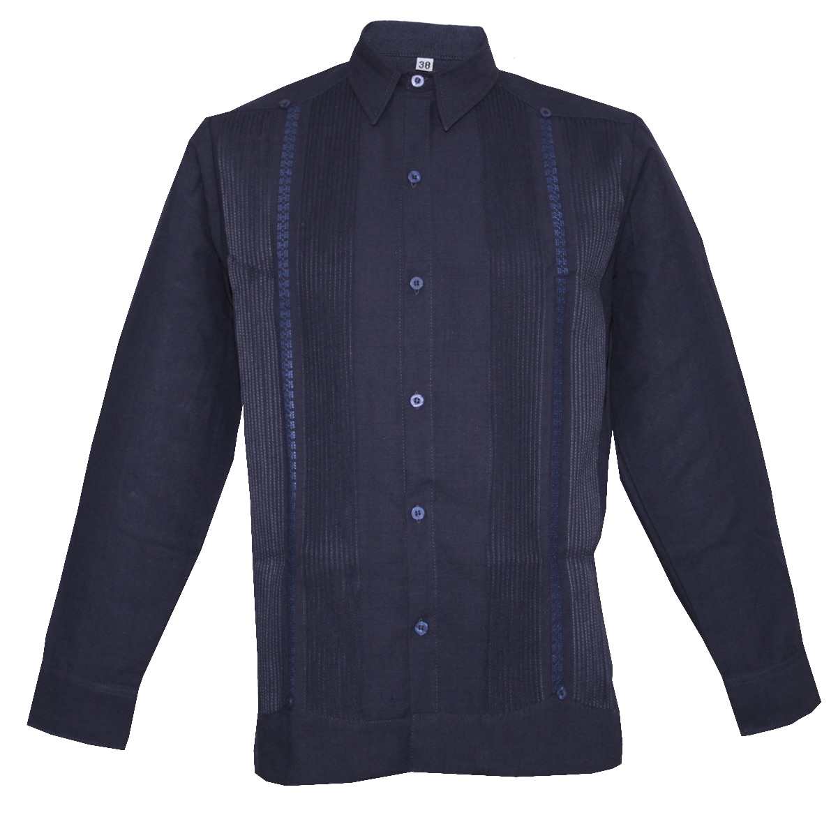 Camisa Guayabera Teya Artesanal Manga Larga Azul Marino