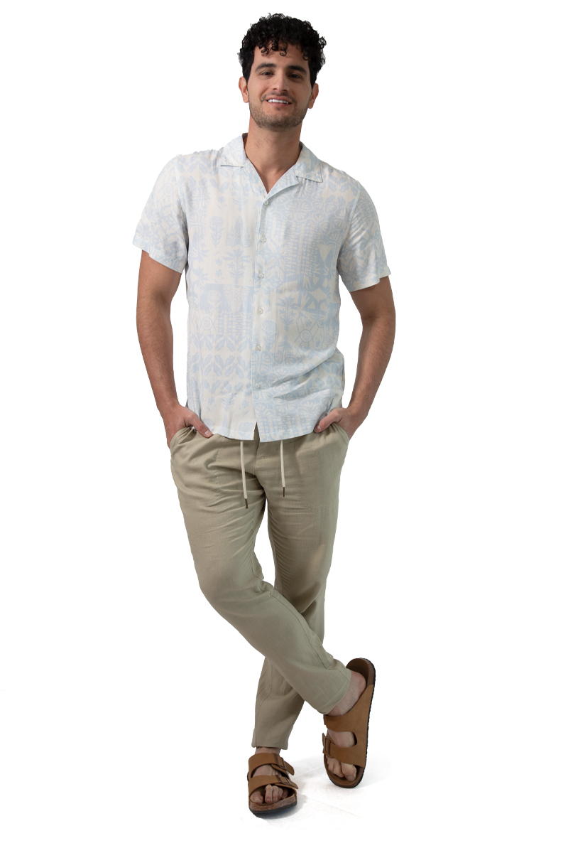 Camisa Comfort Fit Generra Estampado Floral Azul