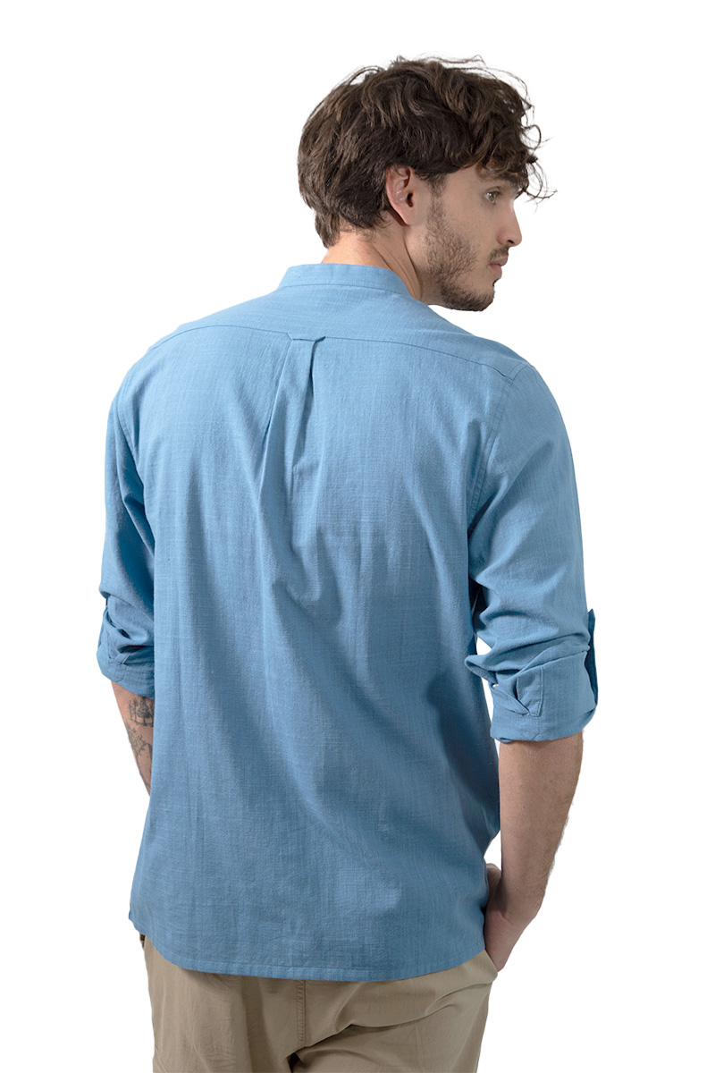 Foto 3 pulgar | Camisa Comfort Generra Azul con Cuello Mao para Hombre