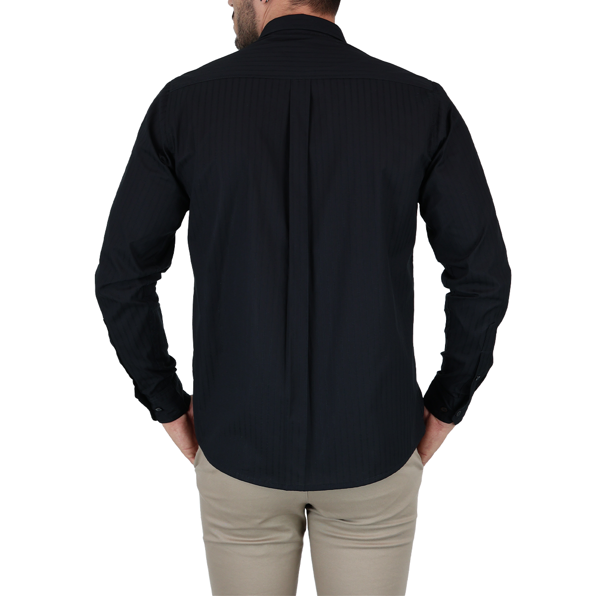 Foto 3 pulgar | Camisa De Manga Larga Para Hombre Marca Rams Cottons Modelo Dolby Color Negro Con Rayas 100% Algodón