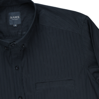 Foto 3 | Camisa De Manga Larga Para Hombre Marca Rams Cottons Modelo Dolby Color Negro Con Rayas 100% Algodón
