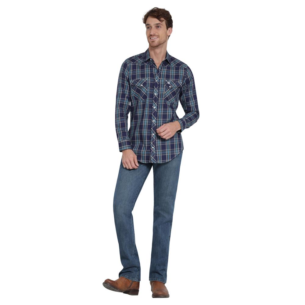 Foto 4 | Camisa Vaquera Wrangler Slim Fit Manga Larga 309 Azul para Hombre