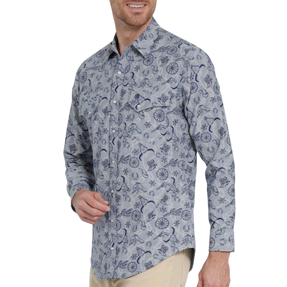 Foto 5 | Camisa Vaquera Wrangler Slim Fit Manga Larga 409 Azul para Hombre