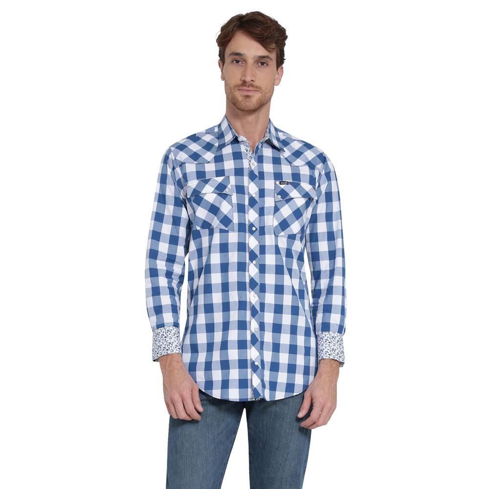 Foto 2 pulgar | Camisa Vaquera Wrangler Slim Fit Manga Larga 404 Azul