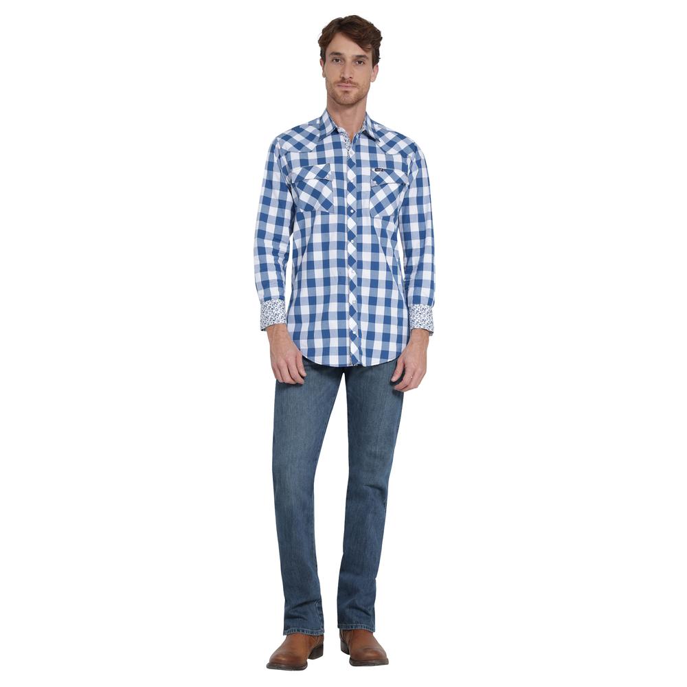 Foto 5 pulgar | Camisa Vaquera Wrangler Slim Fit Manga Larga 404 Azul