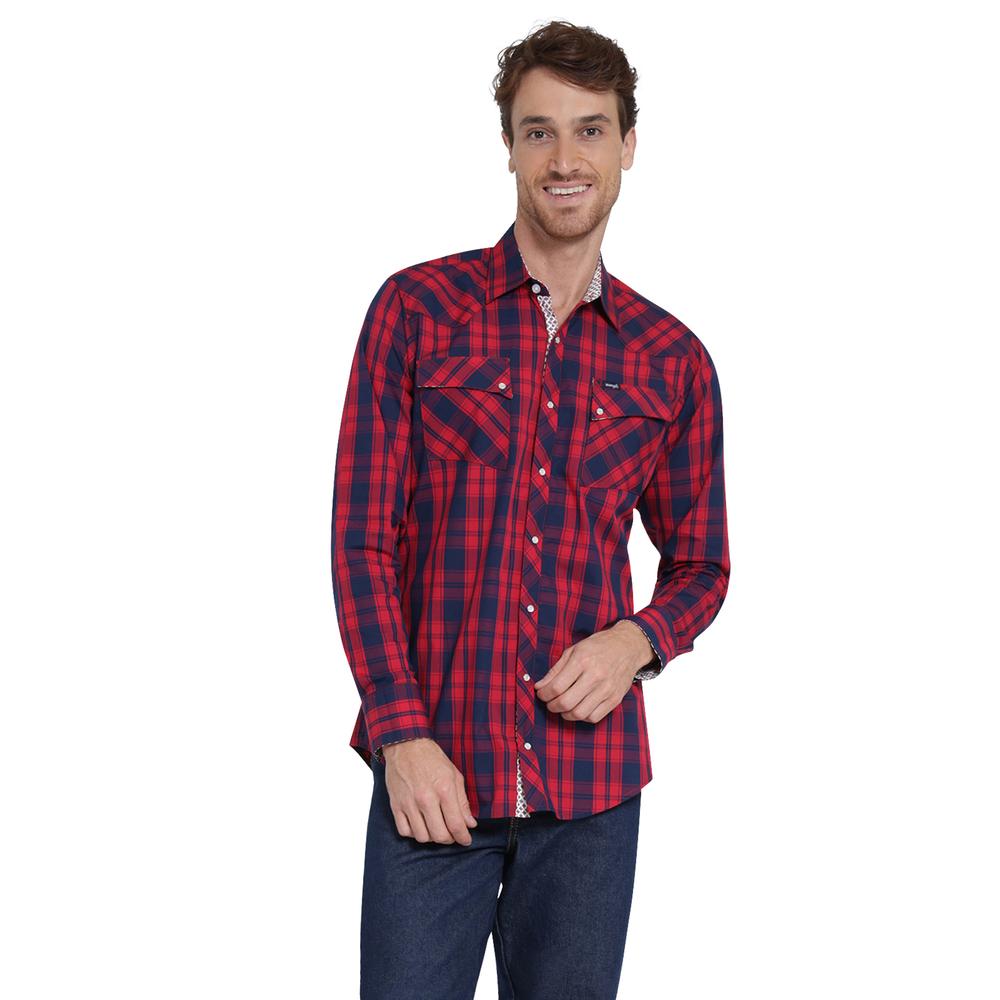 Camisa Vaquera Wrangler Slim Fit Manga Larga 401 Rojo para Hombre