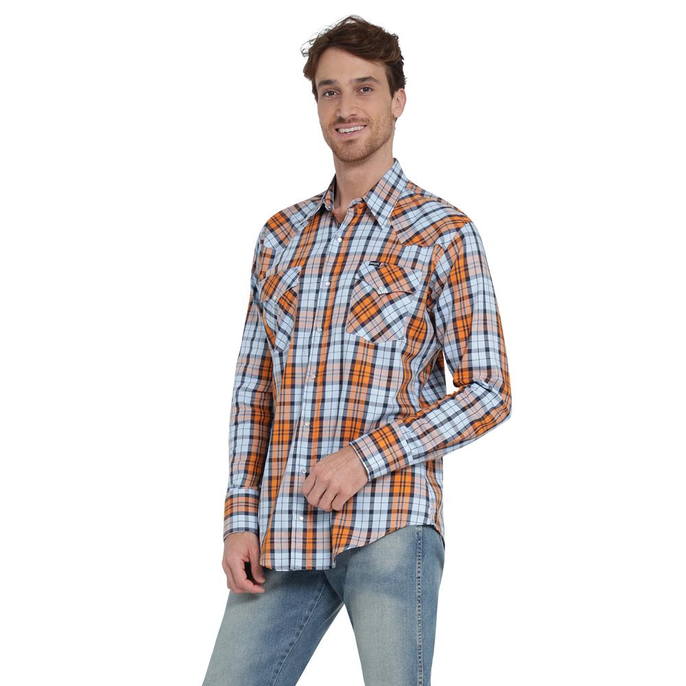 Foto 3 pulgar | Camisa Vaquera Wrangler Regular Fit Manga Larga 402 Naranja para Hombre