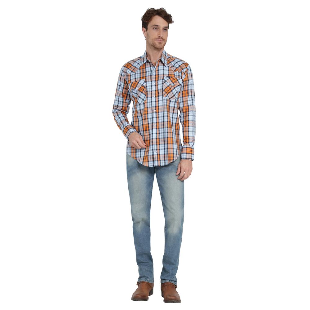 Foto 5 pulgar | Camisa Vaquera Wrangler Regular Fit Manga Larga 402 Naranja para Hombre