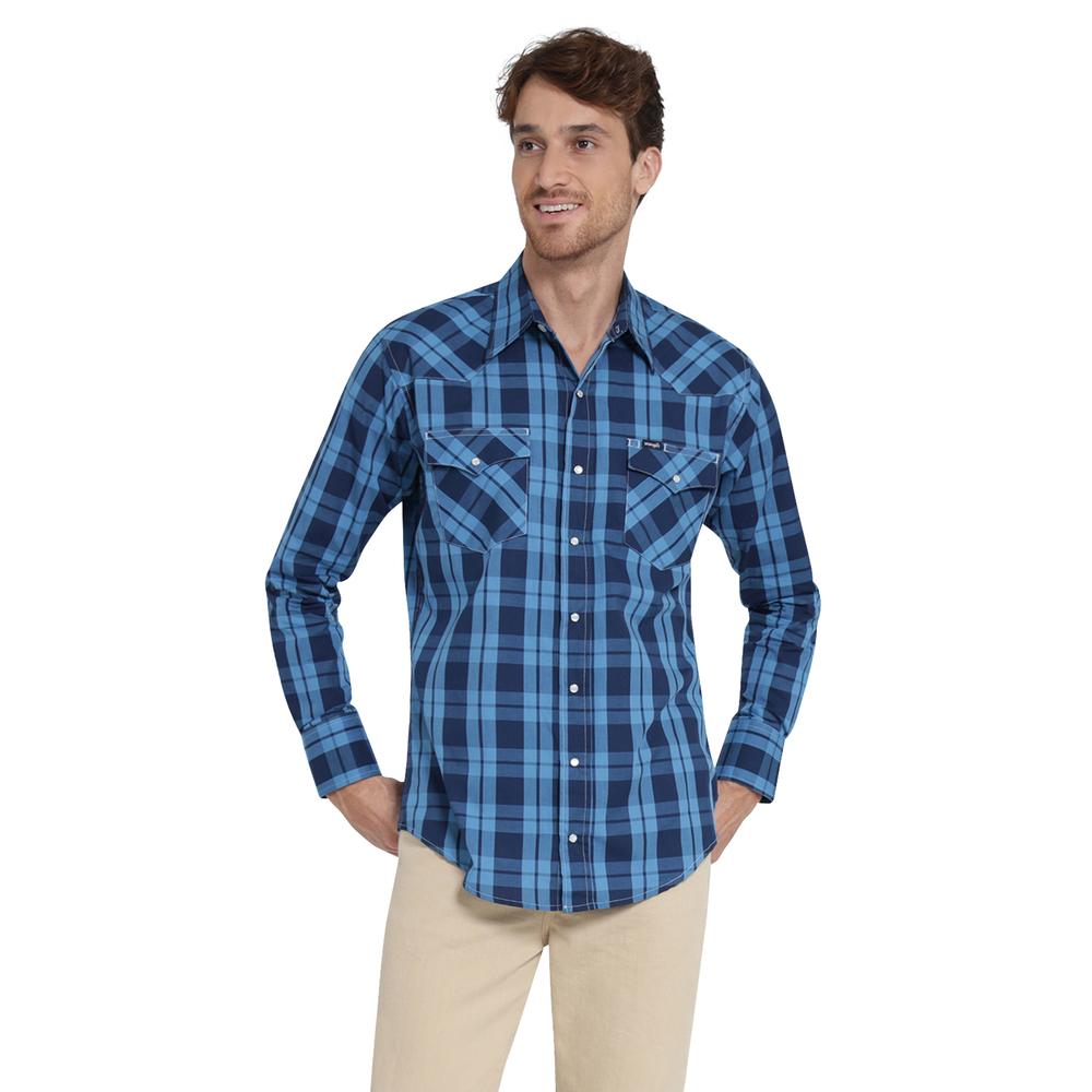 Foto 1 | Camisa Vaquera Wrangler Regular Fit Manga Larga Azul para Hombre