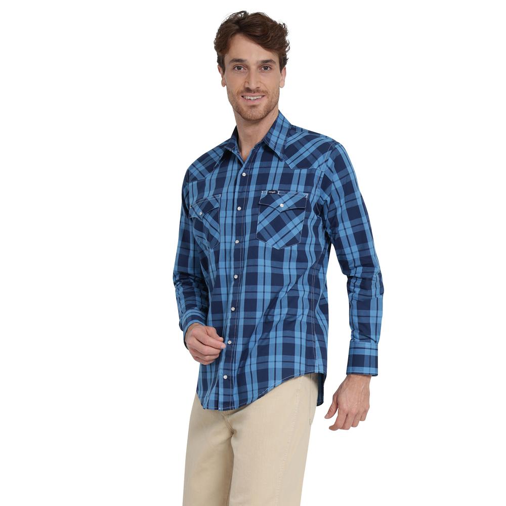 Foto 2 | Camisa Vaquera Wrangler Regular Fit Manga Larga Azul para Hombre