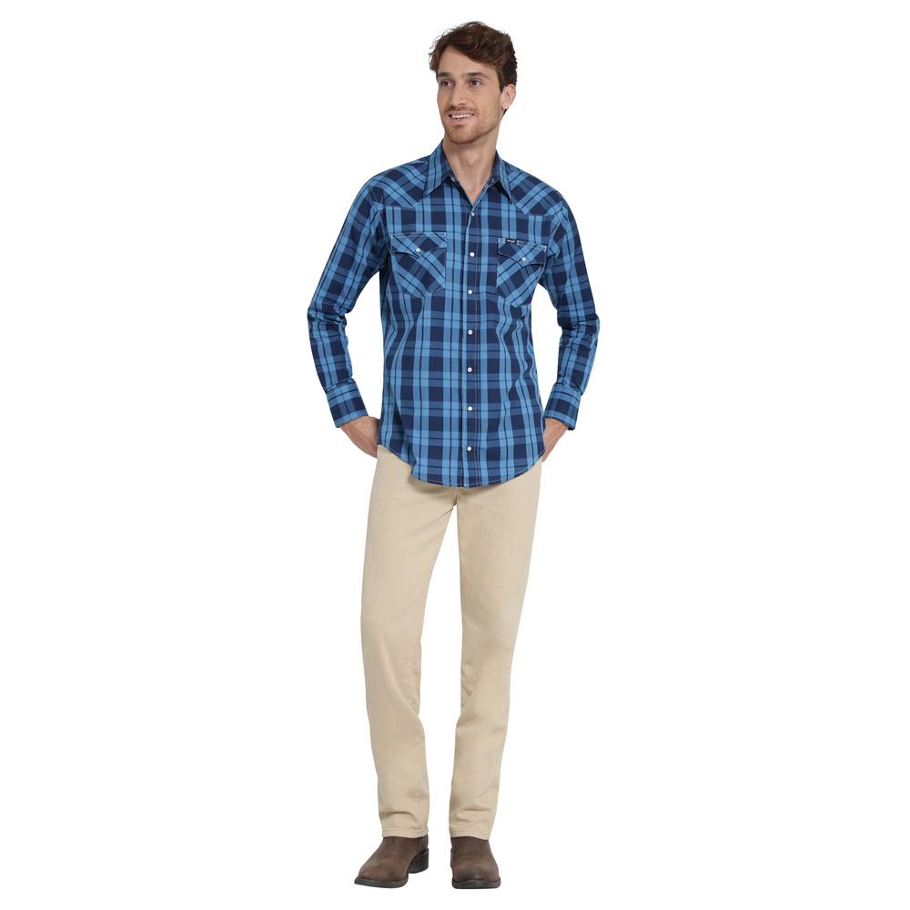 Foto 4 | Camisa Vaquera Wrangler Regular Fit Manga Larga Azul para Hombre