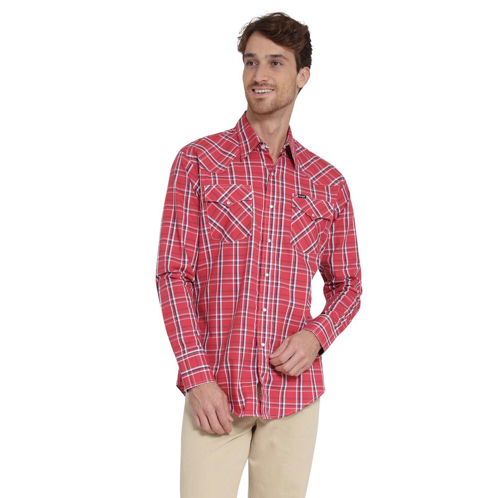 Foto 2 pulgar | Camisa Vaquera Wrangler Regular Fit Manga Larga 405 Rojo para Hombre