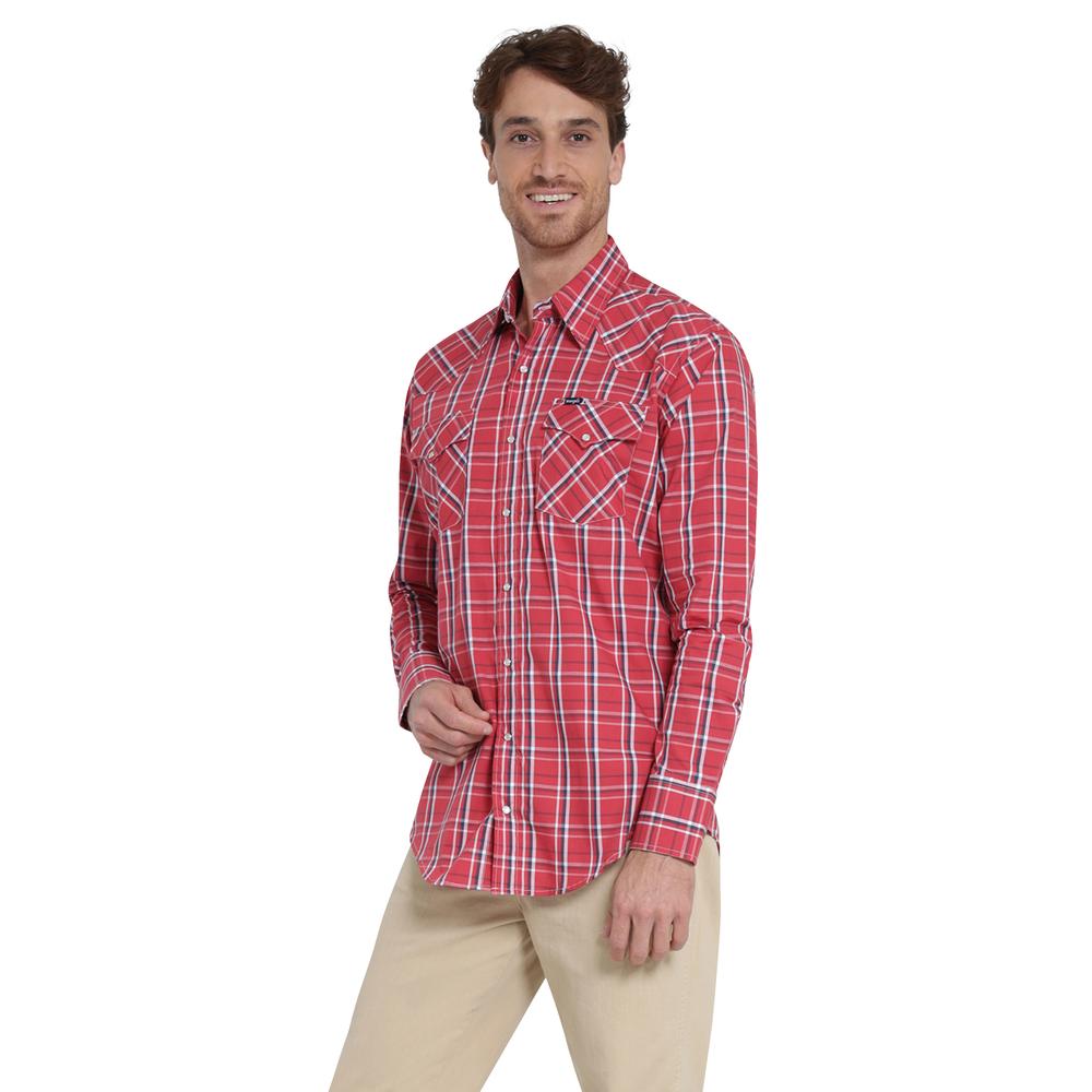 Foto 3 pulgar | Camisa Vaquera Wrangler Regular Fit Manga Larga 405 Rojo para Hombre