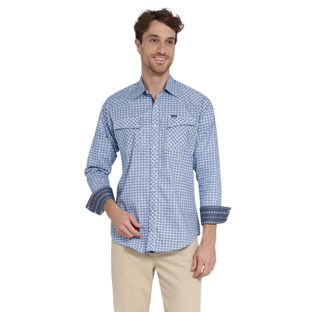 Camisa Vaquera Wrangler Slim Fit Manga Larga 406 Azul